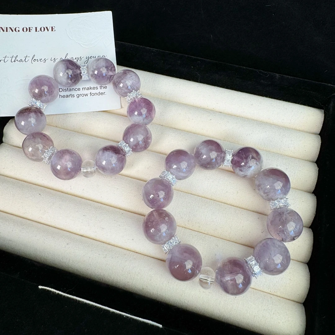 【紫兔毛G34】天然水晶手串原创设计颜色微差多样性发其一