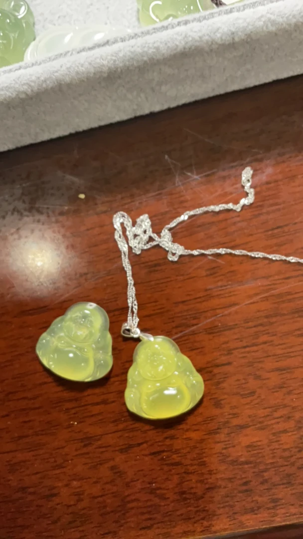 非金属树脂手链 手工雕刻暖白弥勒佛佛公长