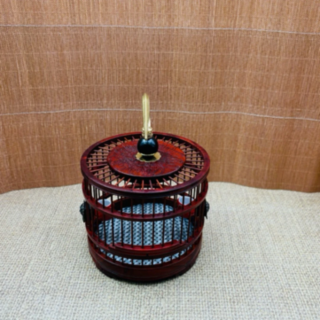 纯手工制作红檀乌木蝈蝈笼精品鸣虫用具