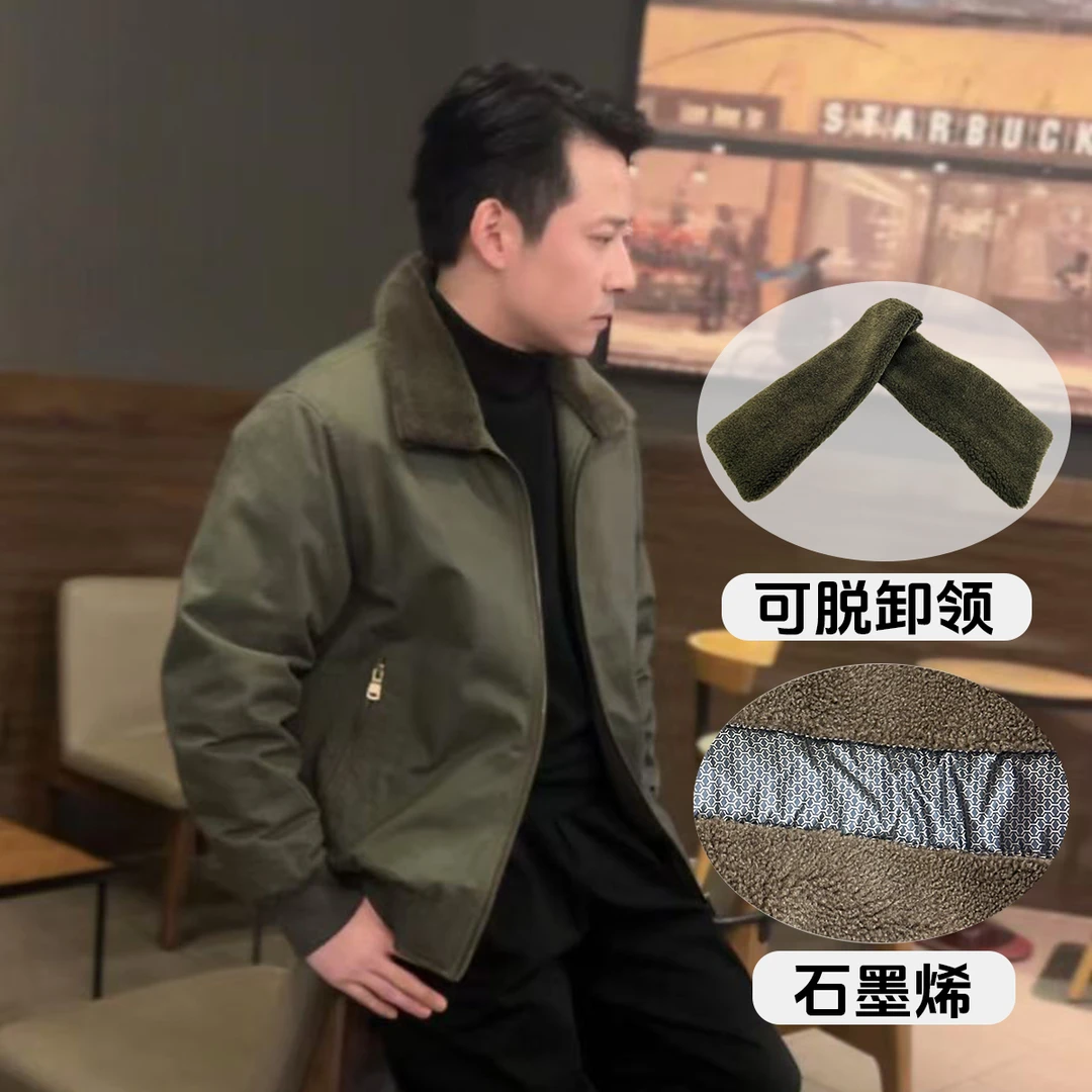 棉服男款冬季外套【纯棉加绒加厚】可脱卸领保暖棉衣男士