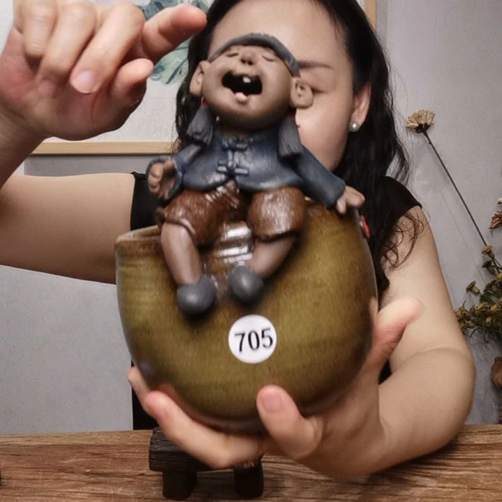 紫砂不规则童趣系列作品笔筒花器收纳
