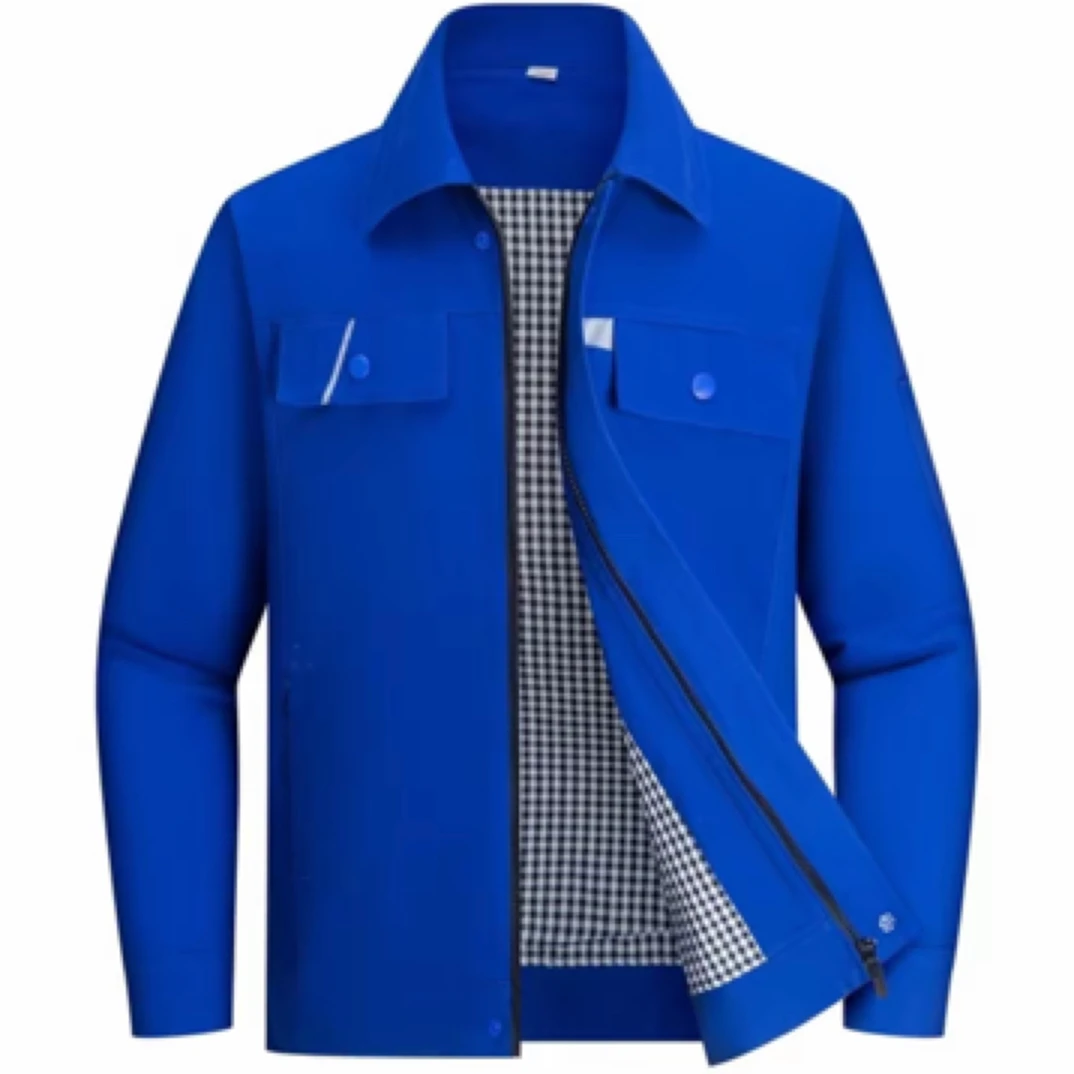 纯棉工作服套装男加里布春秋劳保服电焊工 人定制加厚双层套装