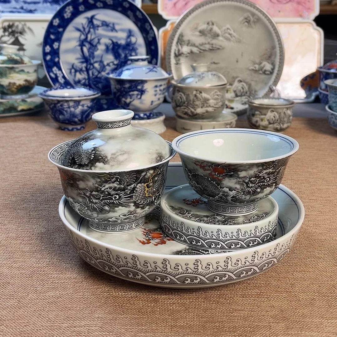 高温釉下彩茶具套组