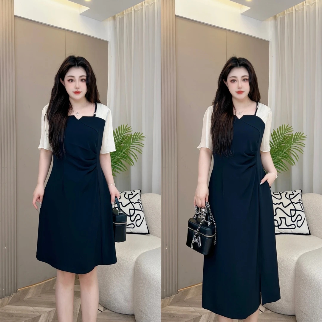 【玲胖胖 热吻丛林】夏季设计感显瘦百搭通勤大码连衣裙LPP61784