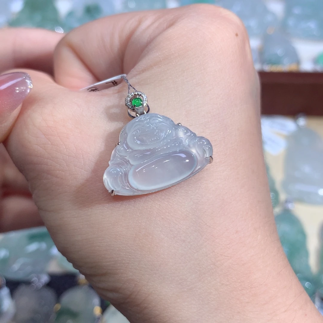 吊坠(不含链)18K金镶嵌翡翠佛公