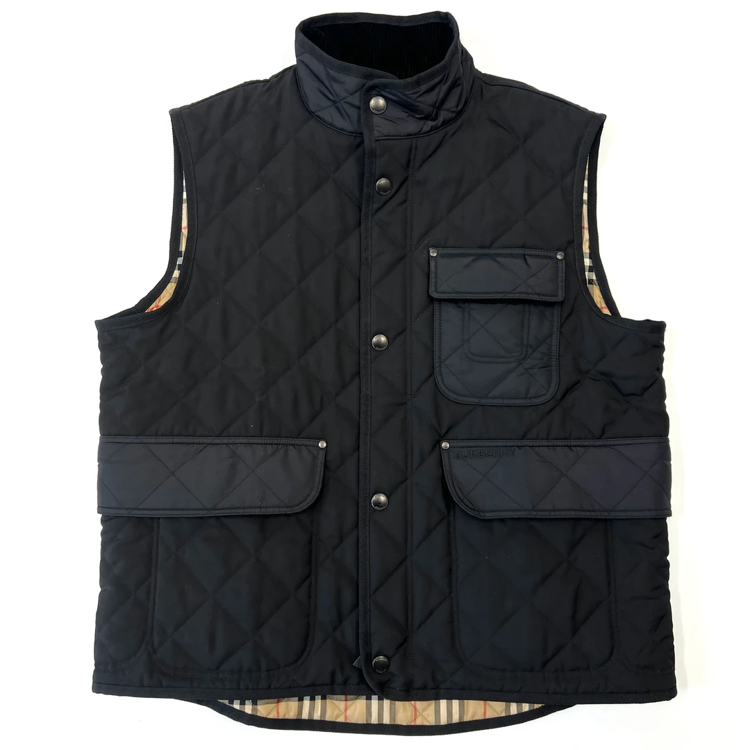 99新 BURBERRY/博柏利 黑色刺绣logo绗缝温控马甲  XXL码/价11200
