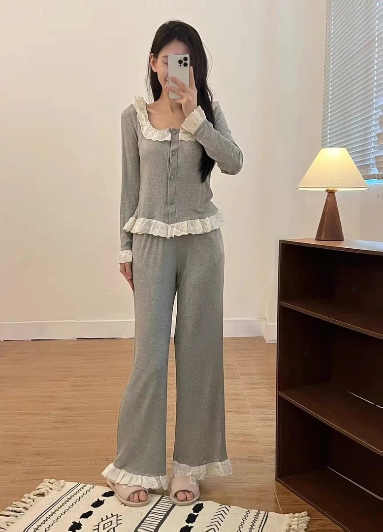 2025年新款莫代尔睡衣女长袖长裤女款家居服套装女士高级感可外穿