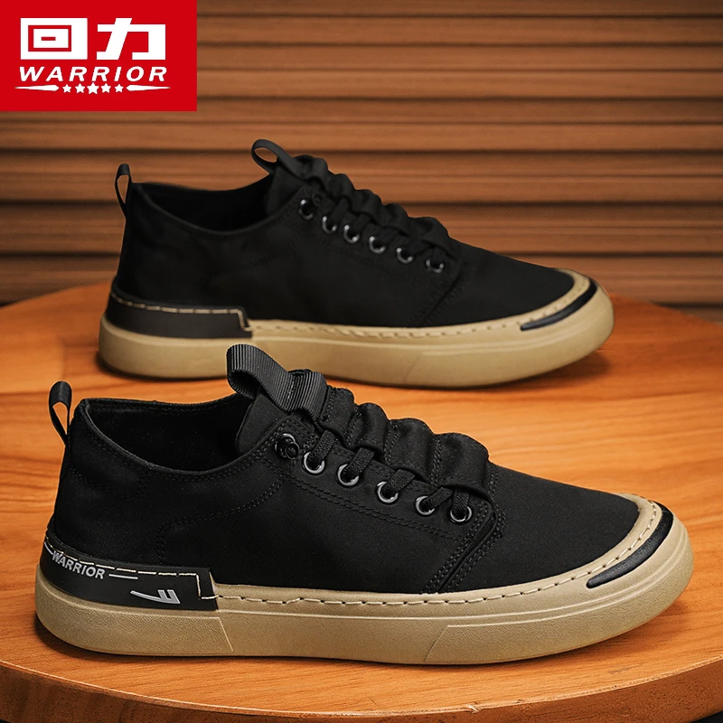 回力老北京布鞋男鞋秋季2025新款百搭黑色休闲一脚蹬运动帆布板鞋