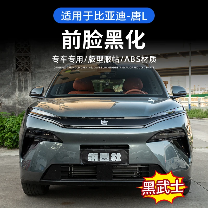 适用于比亚迪唐L前中网黑化饰条免打孔 黑武士外观黑化装饰贴配件