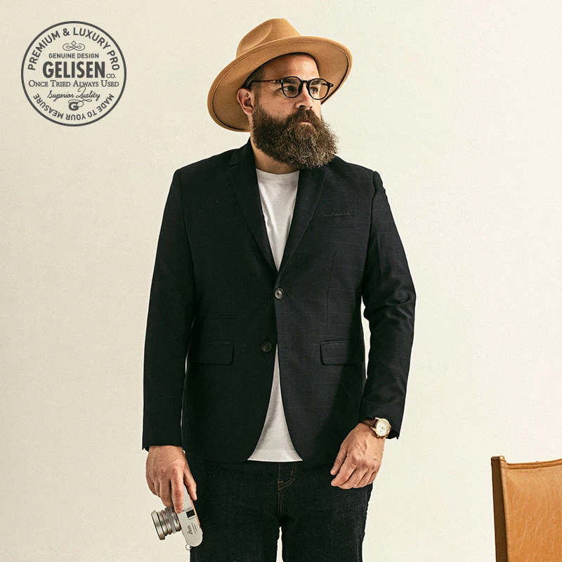 GELISEN大码商务西装2024秋冬挺阔型商务西装外套加大简约男西服