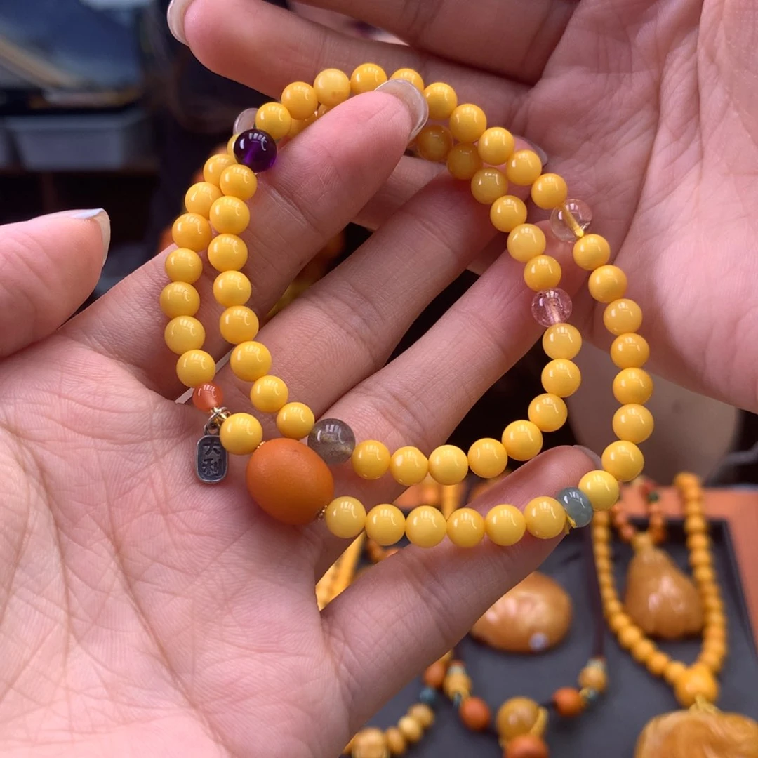 未镶嵌蜜蜡手串多样性发