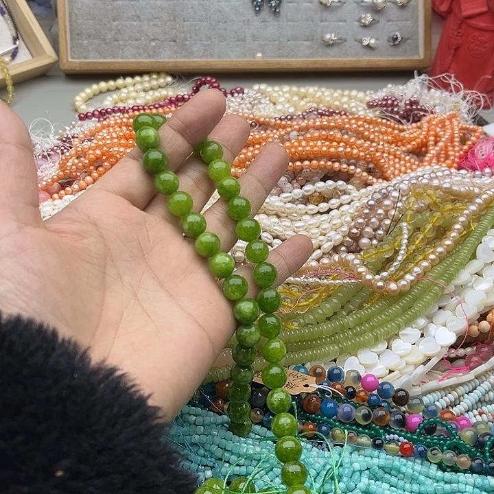 玛瑙/玉髓珠宝半成品未镶嵌一条8mm橄榄石