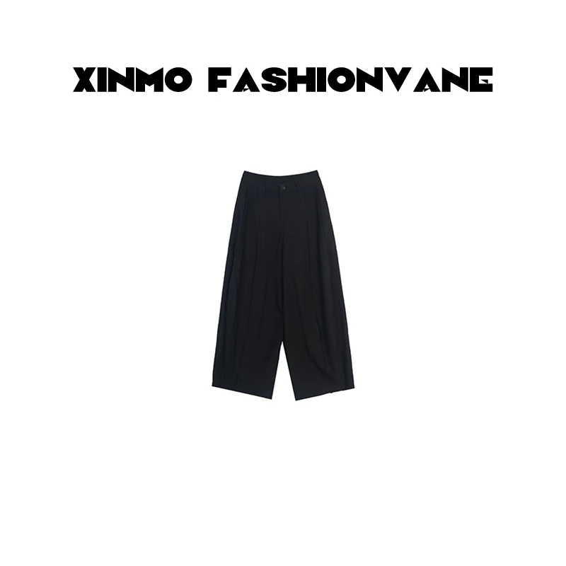【暗夜】新款百搭垂感黑色宽松直筒休闲裤女C24062006
