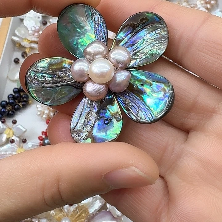 淡水珍珠胸饰银S925镶嵌