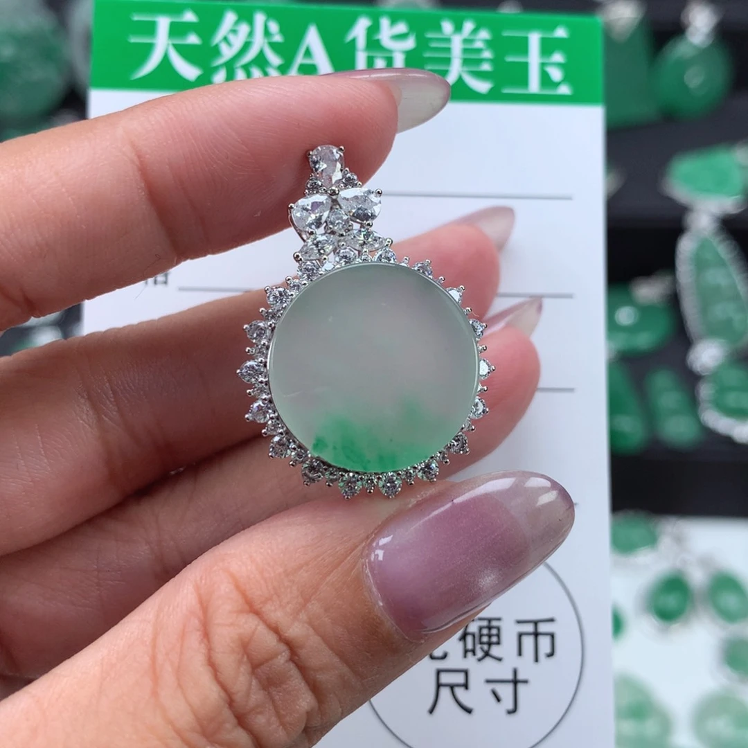 银S925镶嵌吊坠石英质玉