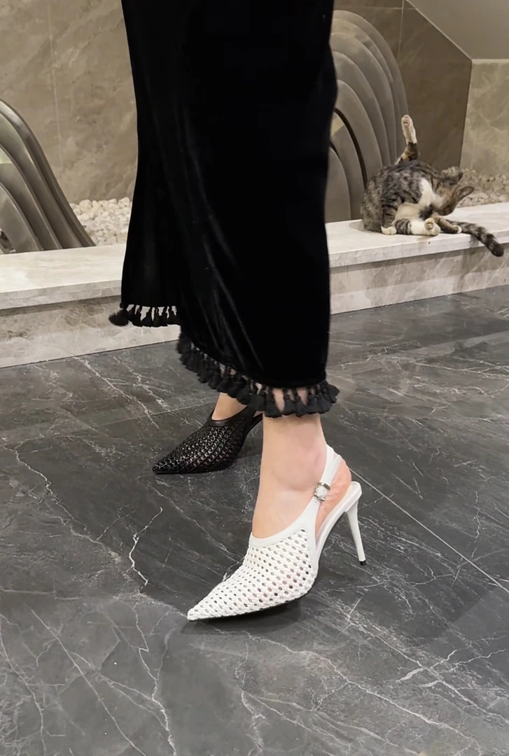 手工编织气质后空高跟女鞋6535-2
