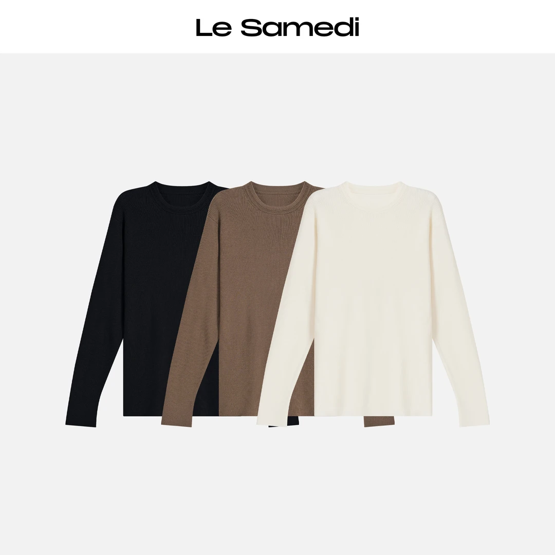 Le Samedi【菲比时代】扬子羊毛纱 CleanFit敲细立体肌理圆领毛衣