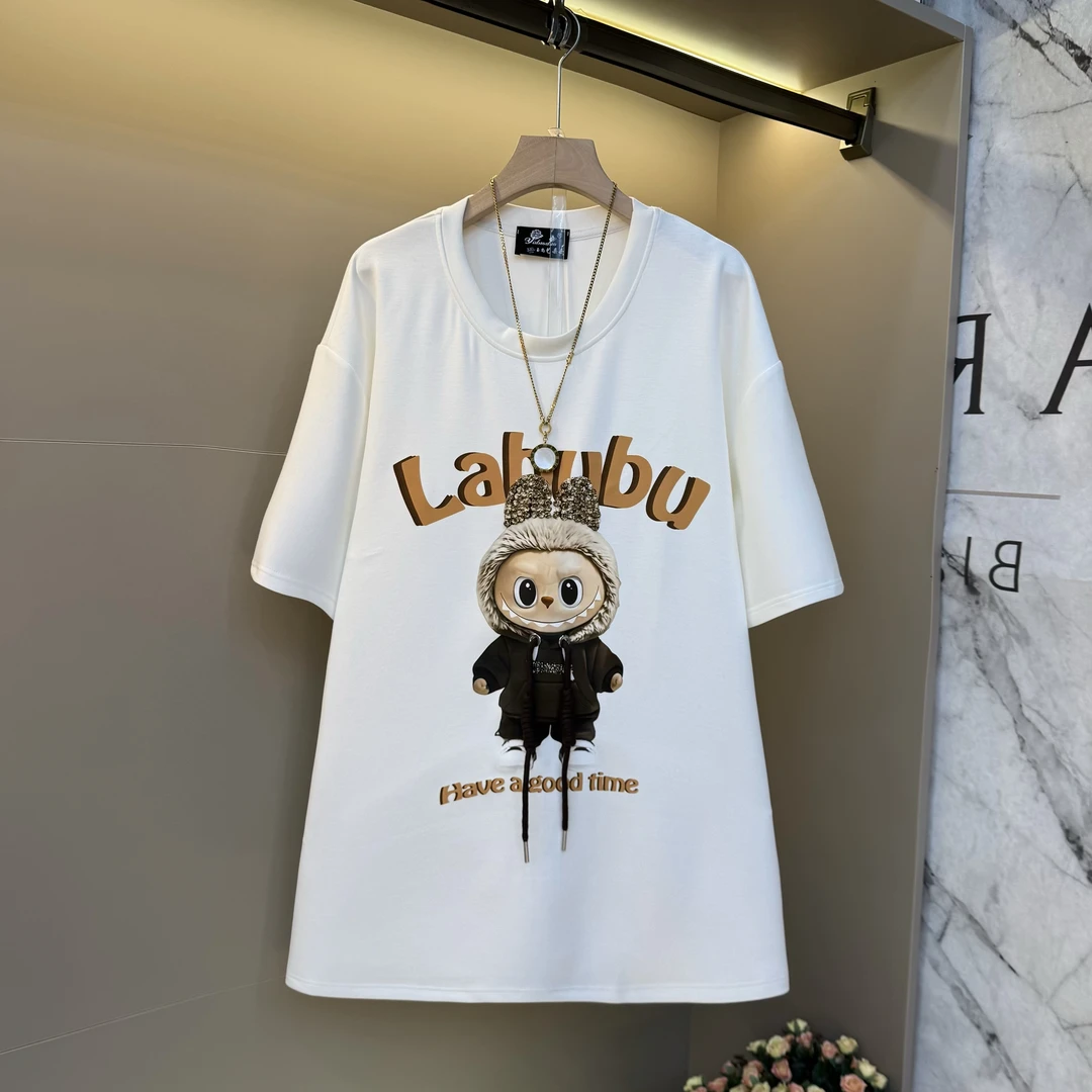 韩版圆领短袖T恤夏季新款简约百搭简约卡通印花上衣85165