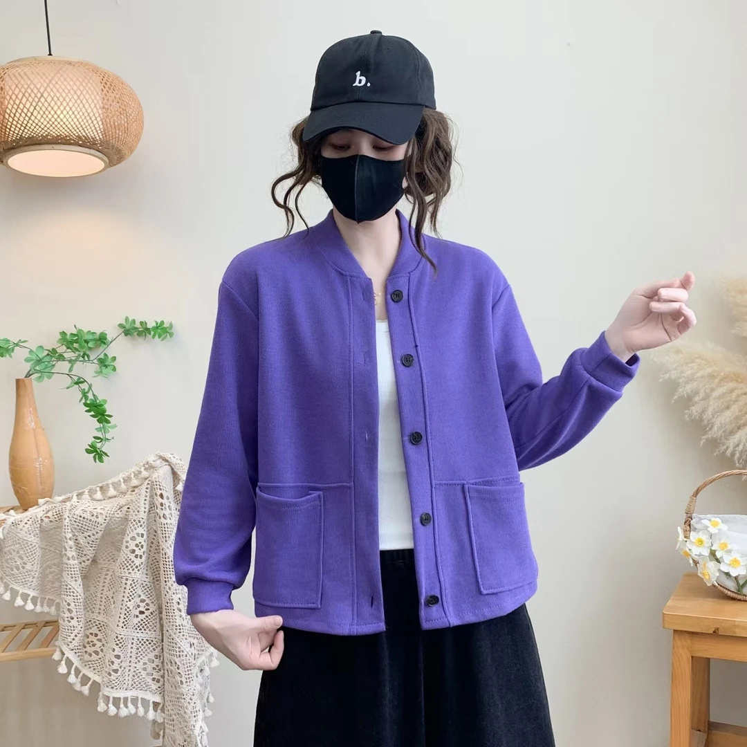 2025韩版春夏秋款纯色时尚洋气百搭显瘦妈妈装棒球服外套宽松