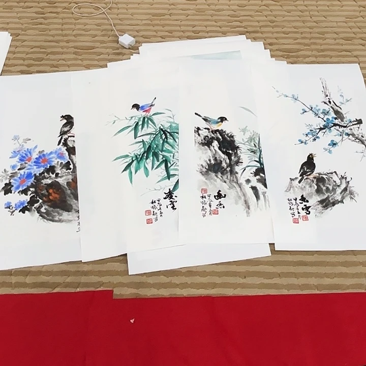 国画花鸟等图四开4张