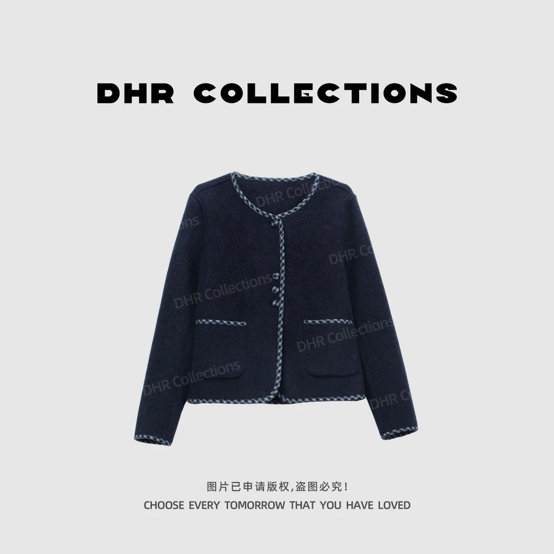 豆豆1【小香风外套】绵羊毛+山羊绒秋冬正肩气质厚实上衣-820725QM