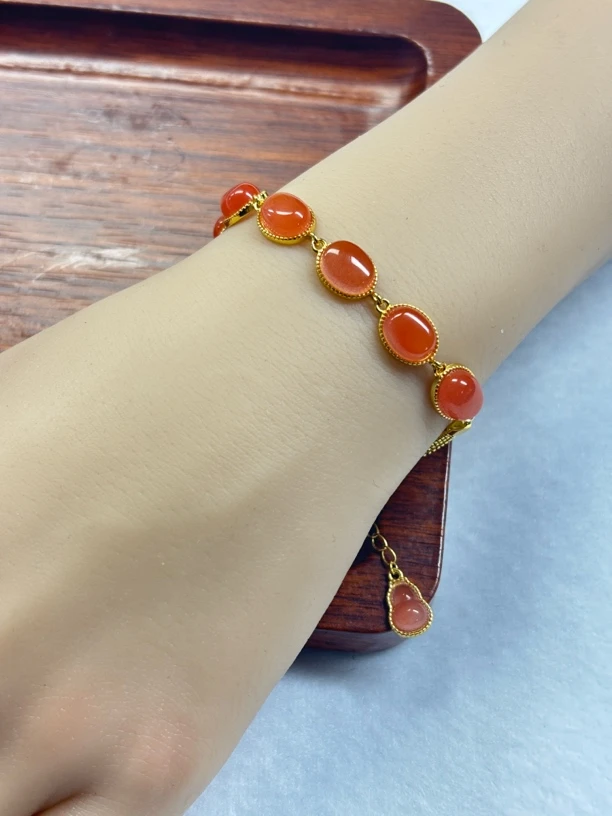 新年红红火火冰底南红蛋面手链