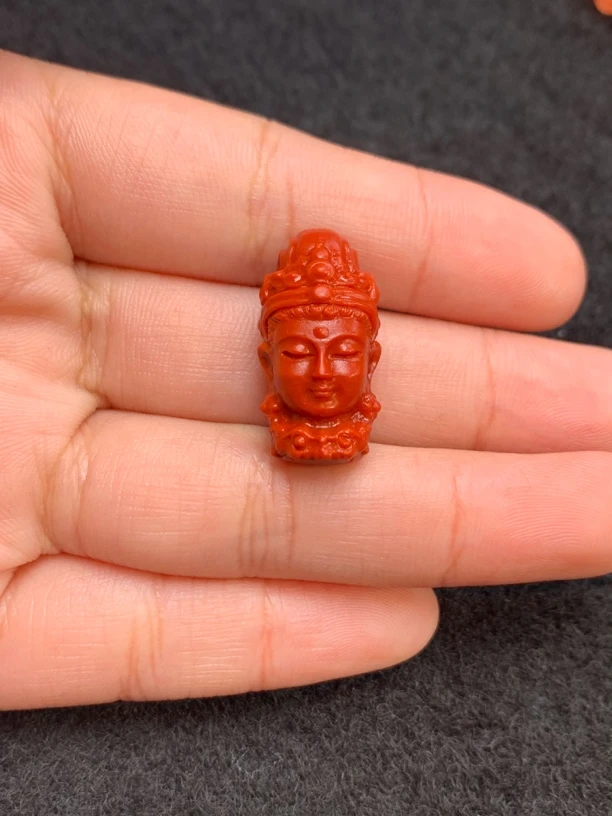 天然川料瓦西南红精工观音首配饰 满色满肉