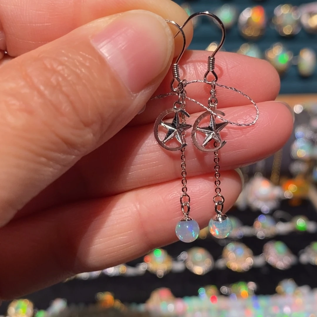 欧泊银S925镶嵌耳饰