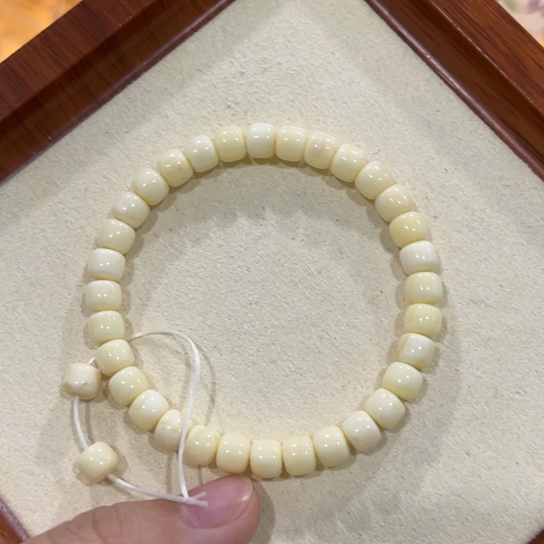 时***机蜜蜡未镶嵌手链6.5m瓷白老型单圈