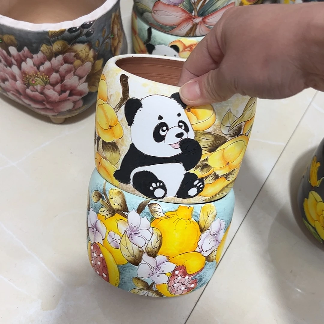 小***岁景德镇炫彩手绘陶瓷花盆