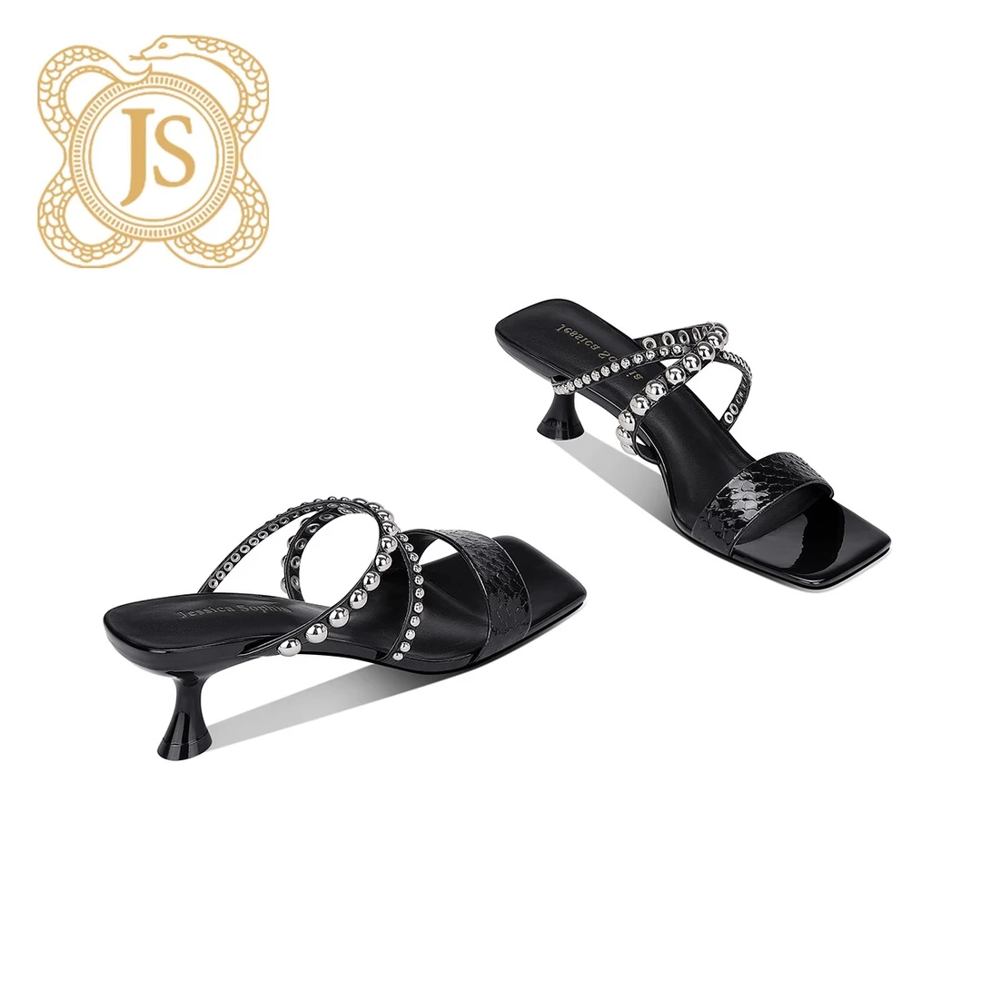 已开价，0852L6540气质时尚夏季细跟粗跟高跟方头豹纹露趾一字拖