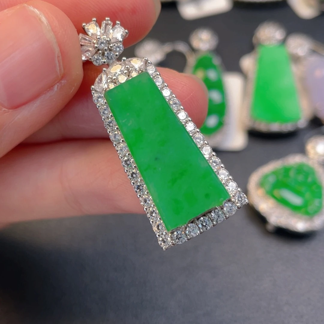 翡翠银S925镶嵌吊坠(不含链)