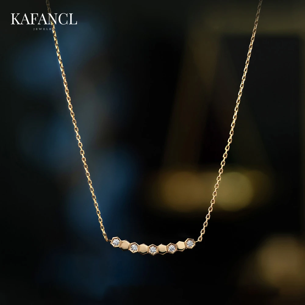 链子925银合成锆石 镀K金 蜂巢项链女时尚百搭高级感锁骨链ZF-B45