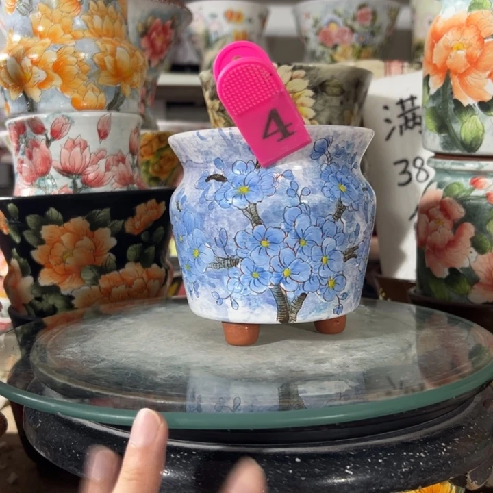 景德镇手绘花盆满38包邮偏远地区除外