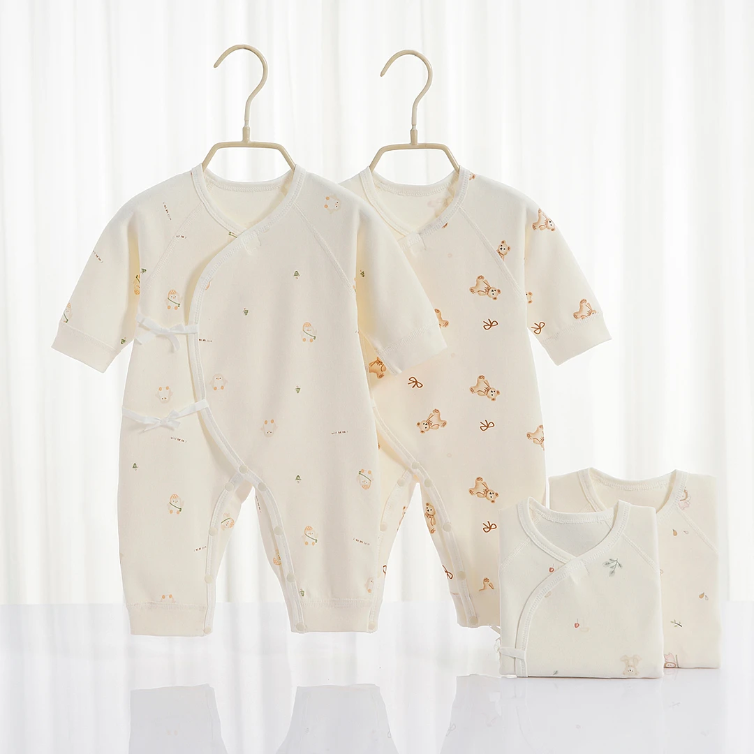 新生婴儿衣服春秋新生儿和尚连体衣偏襟爬服纯棉哈衣初生长袖宝宝