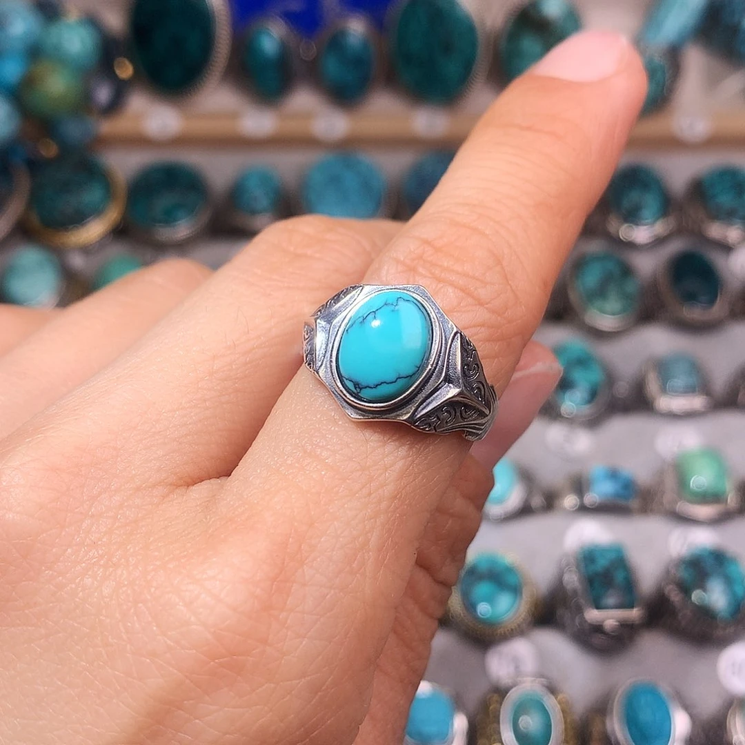 绿松石挂件银S925镶嵌