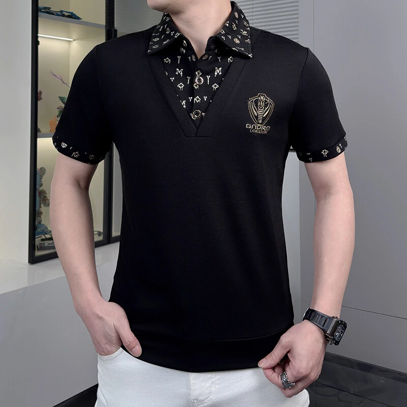 夏季男士Polo衫时尚欧版短袖T恤轻奢高档休闲半袖潮流修身商务