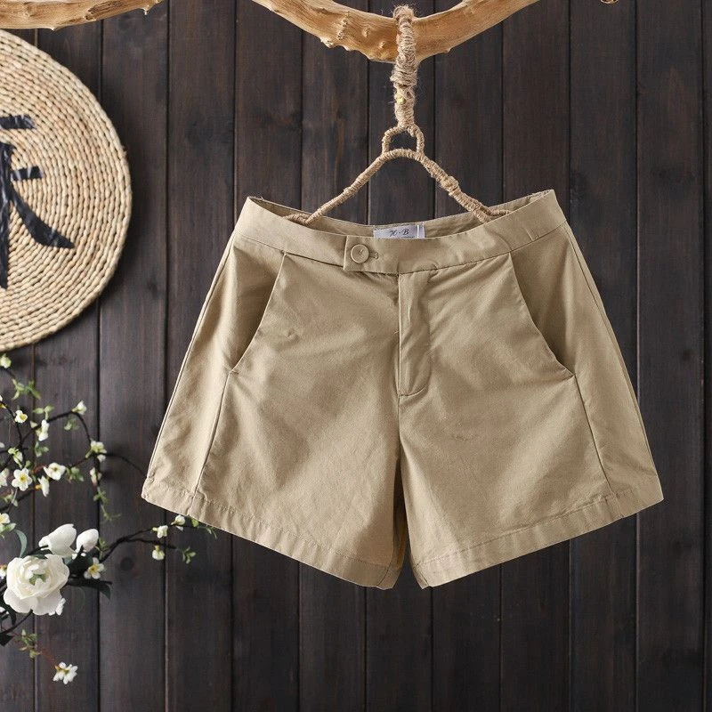夏装文艺含棉净色西装短裤2025新款女宽松休闲百搭阔腿裤女裤热裤