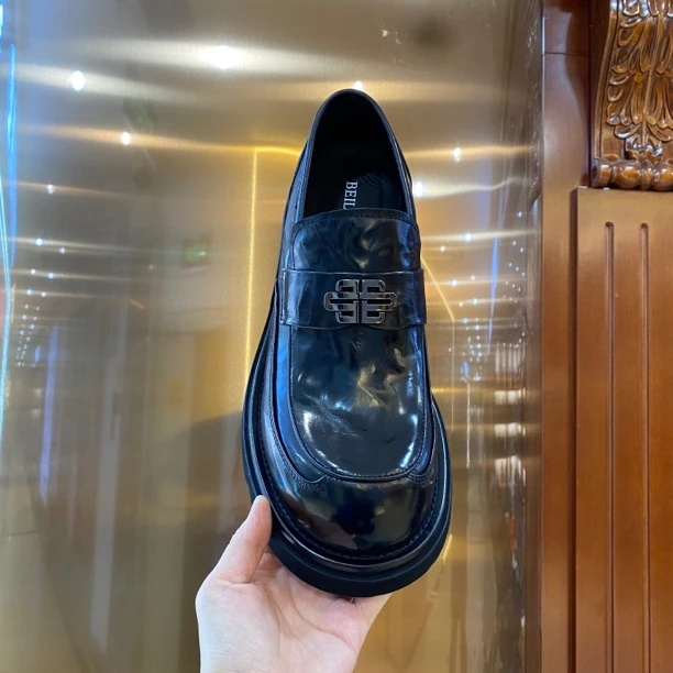 331-6春季新款商务厚底时尚休闲大头皮鞋增高百搭英伦风