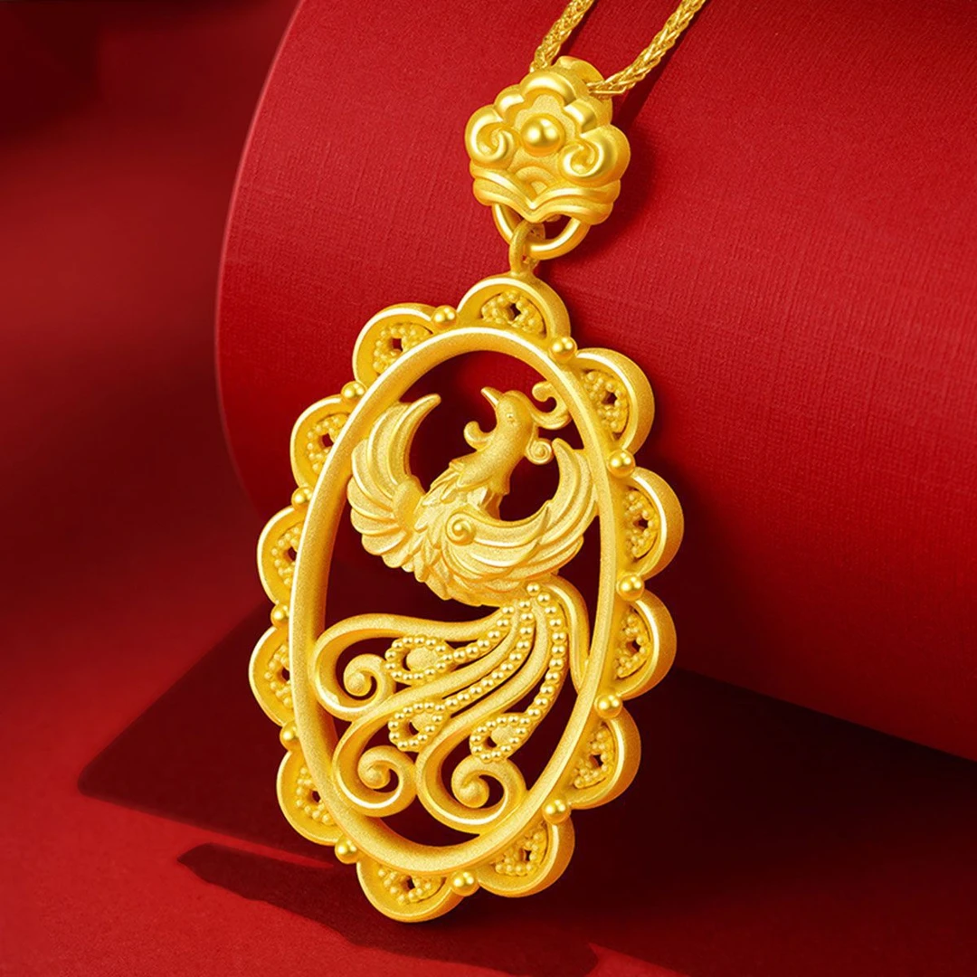 铜合金项链 简约百搭款富贵凤凰孔雀黑绳项链