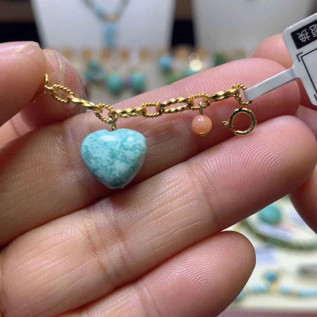 绿松石银S925镀金镶嵌半链