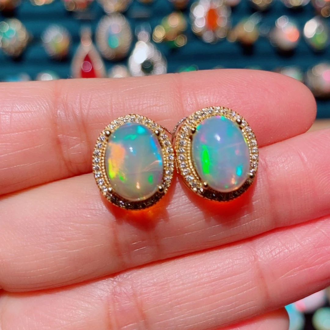 欧泊银S925镶嵌欧泊耳饰