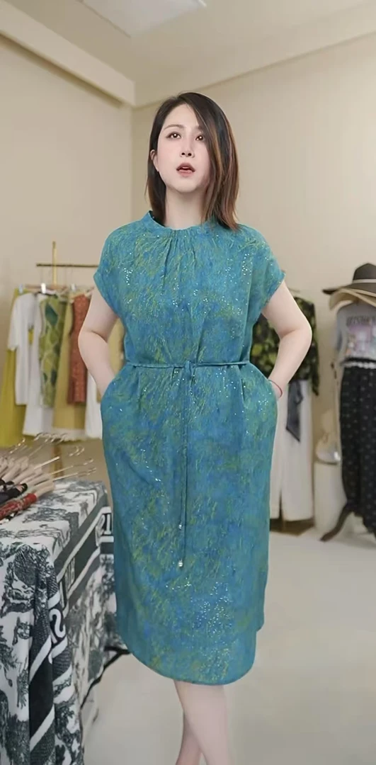 新款25010夏季高贵洋气时尚宽松显瘦遮肉气质连衣裙