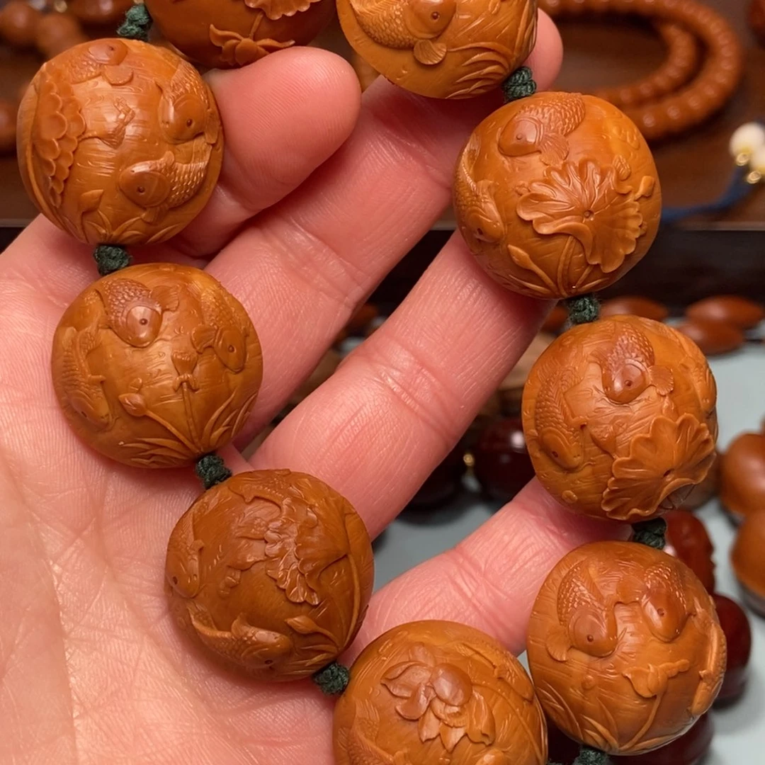 手串/手链橄榄核2.4扁四花老油核荷花鱼