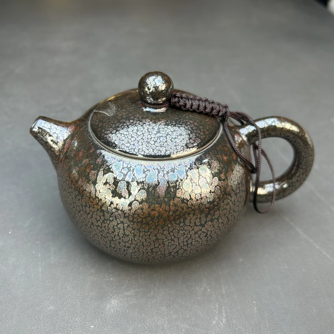 紫金油滴铁胎建盏西施壶300ML左右