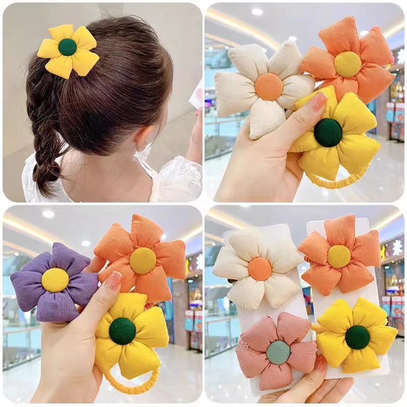 儿童太阳花头绳发圈不伤发可爱花朵发绳扎马尾头饰女童橡皮筋