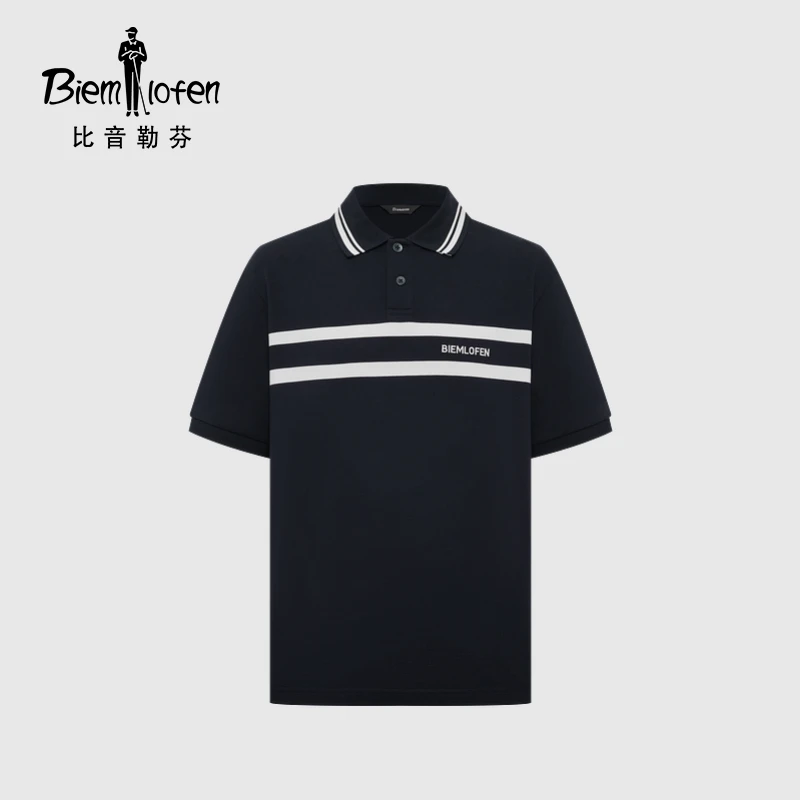【珠地棉】比音勒芬2025夏季新款男T恤休闲撞色条干爽短袖POLO衫