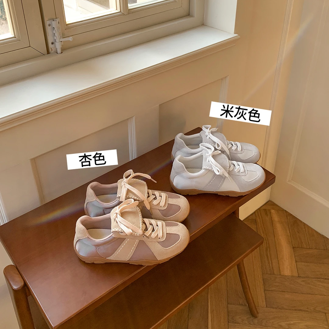伯爵猫小众设计翻盖德训鞋春季新款真皮运动百搭阿甘鞋休闲板鞋女