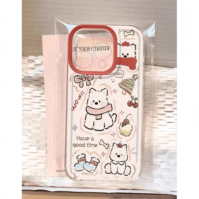涂鸦西高地小狗适用iPhone16手机壳15promax苹果14可爱13网红透明