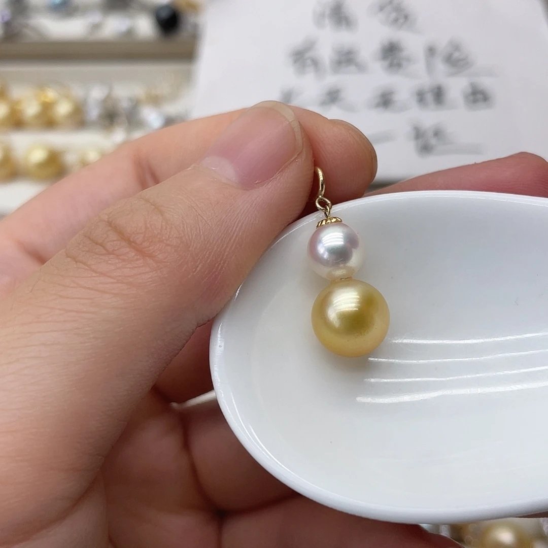18K金镶嵌海水珍珠吊坠(不含链)